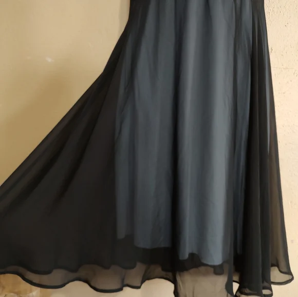 Iconic Vintage Y2K Black Chiffon Lace Formal Cocktail Slip Dress Size 12 Large - Picture 10 of 13